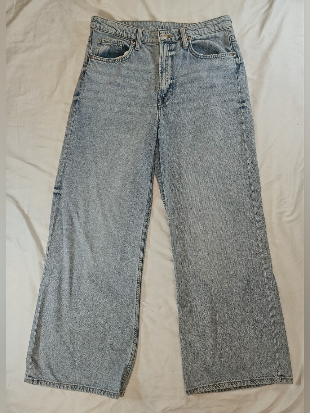 &Denim By H&M Womens Light Blue Wide Leg Regular Fit Five Pocket Jeans Size 10